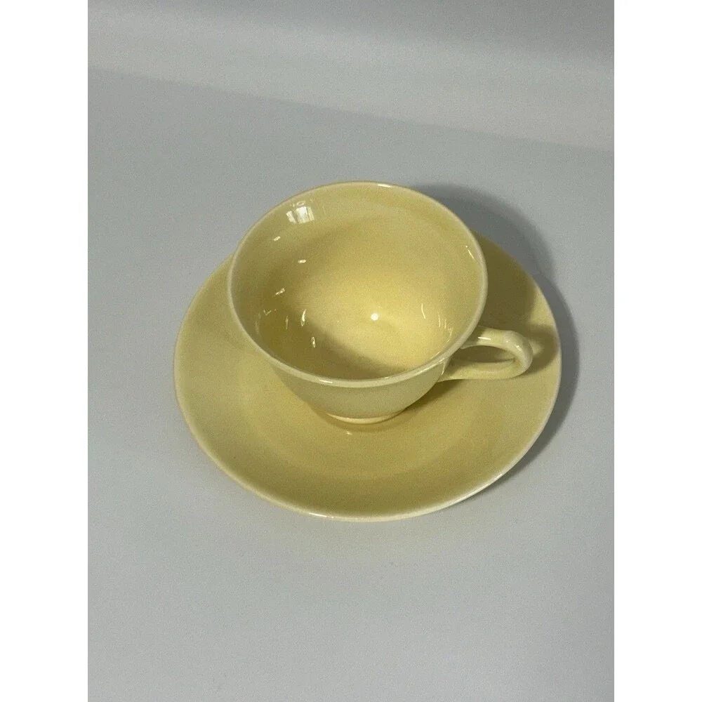 VTG LuRay Pastels TS&T Footed Cup & Saucer Set - Pastel Yellow